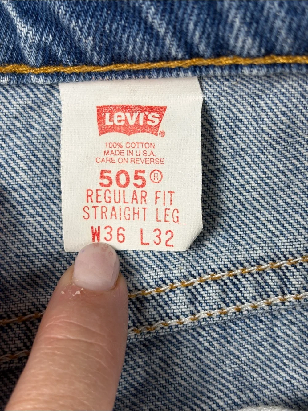 Vtg Levi’s 505 Orange Tab Jeans W36 L32 Made in USA 575 Straight Leg